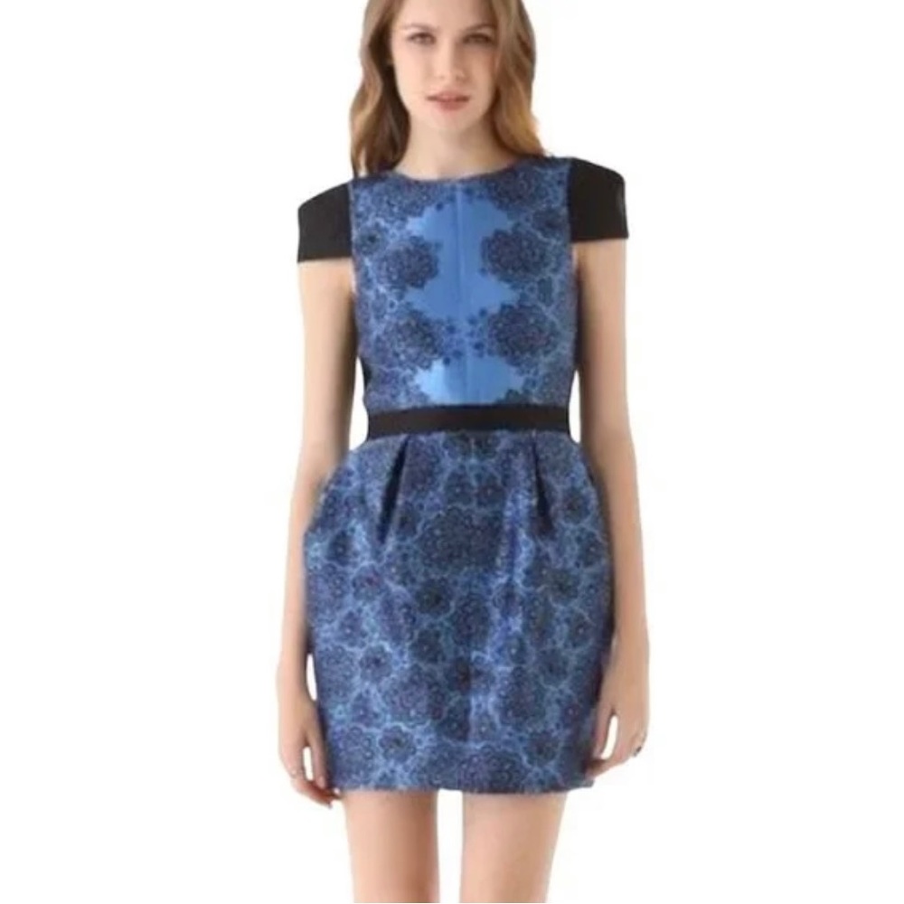 TIBI Black/White floral cap sleeve dress in size 4 - Picture 5 of 6